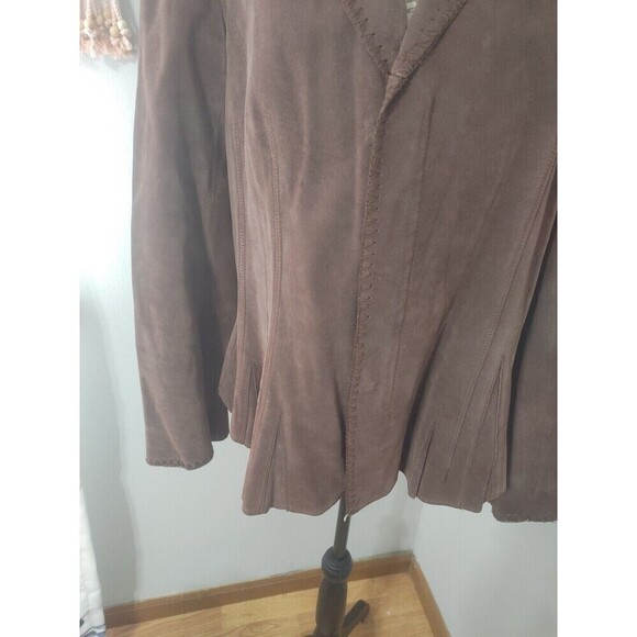 Newport News Suede Leather Jacket Zip Front Western CowGirl Women's 18 Brown 90s - Picture 3 of 16